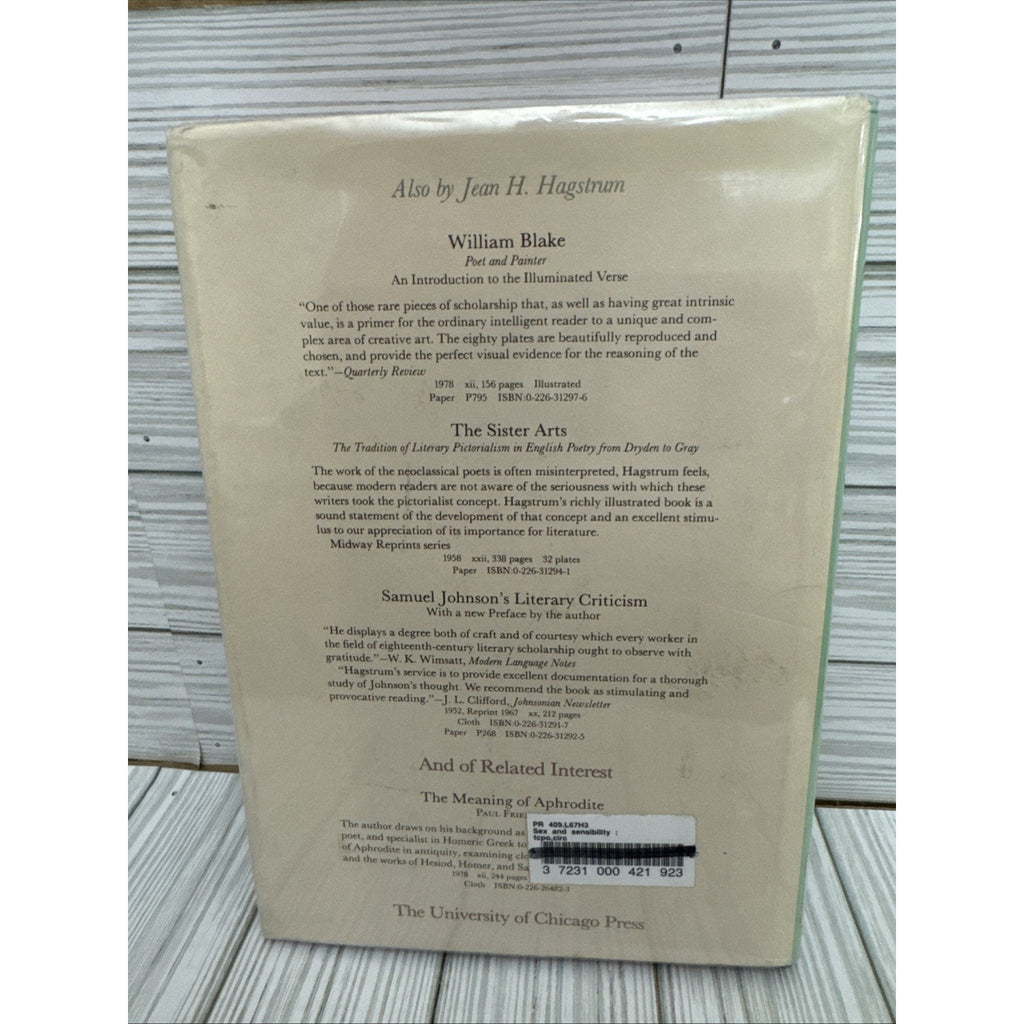 Sex And Sensibility By Hagstrum, Jean H.