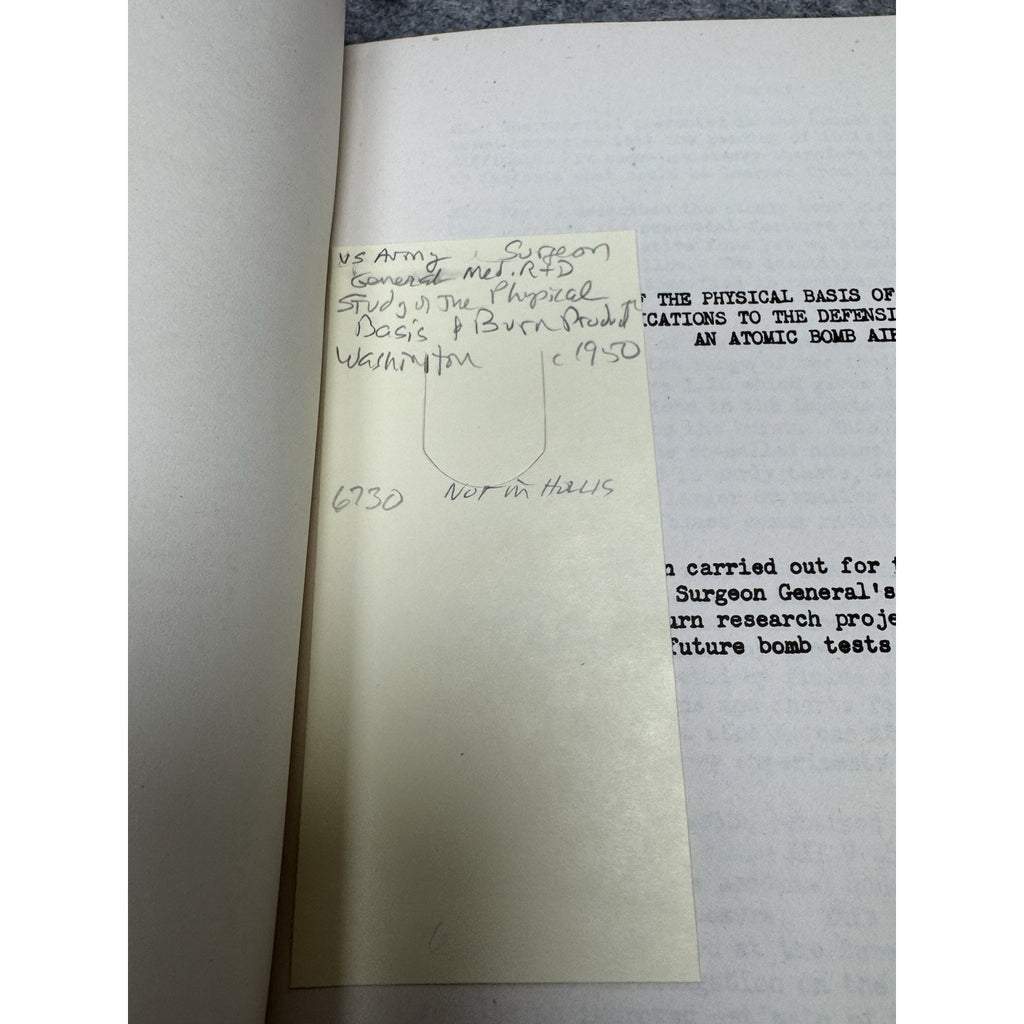 Rare c1950 US Army Atomic Bomb Air Burst Burn Study Nuclear Test Report