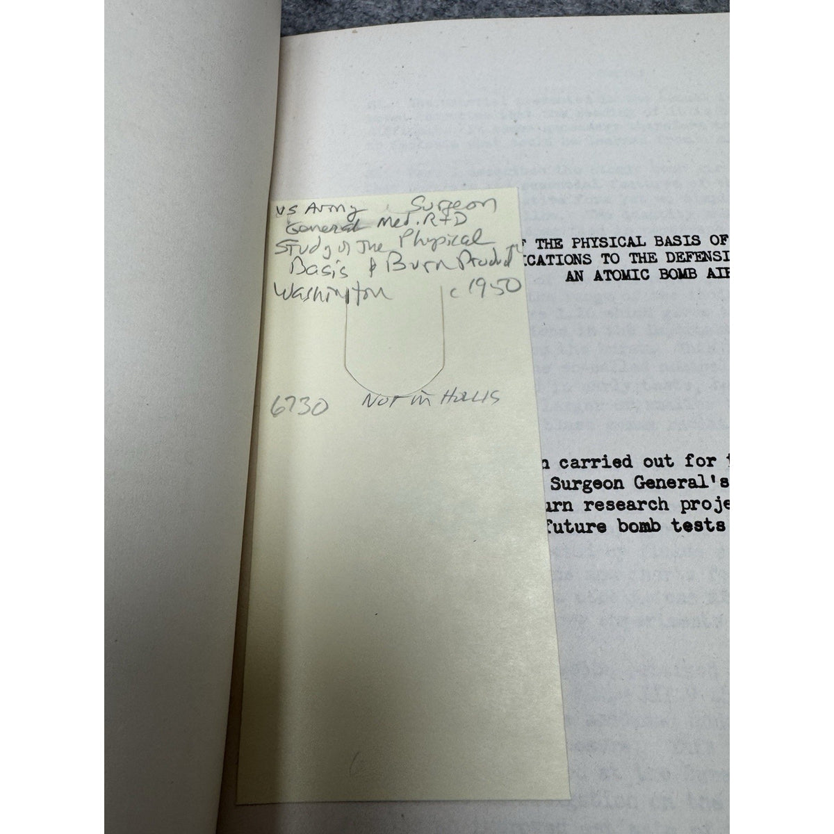 Rare c1950 US Army Atomic Bomb Air Burst Burn Study Nuclear Test Report