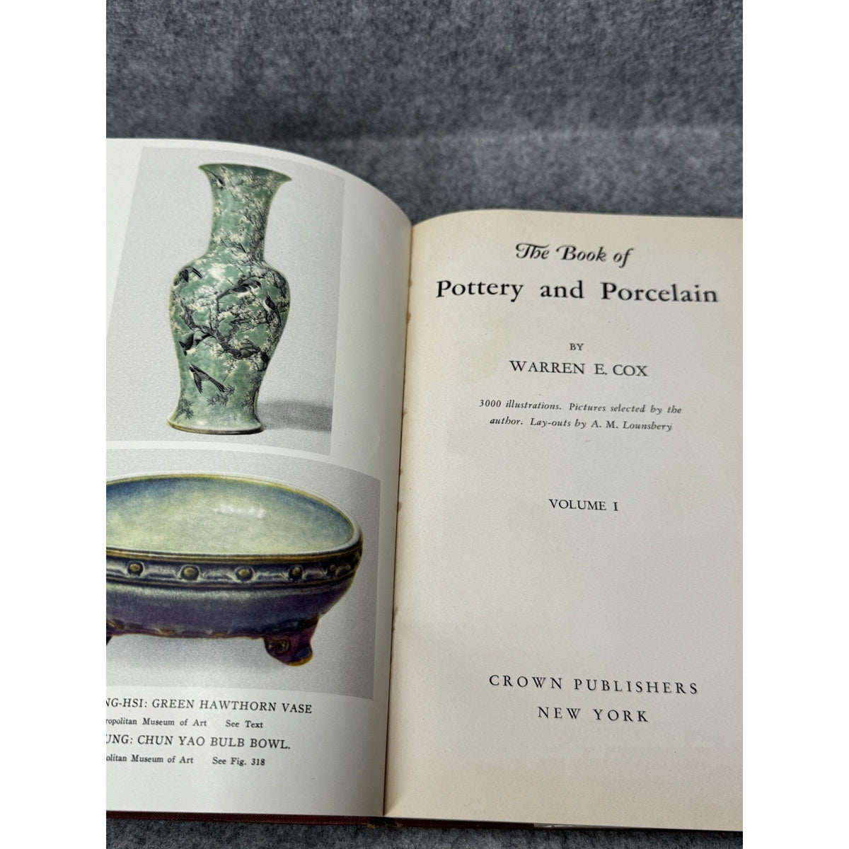 1944 The Book of Pottery and Porcelain Warren E Cox 2 Volumes HC Dust Jackets