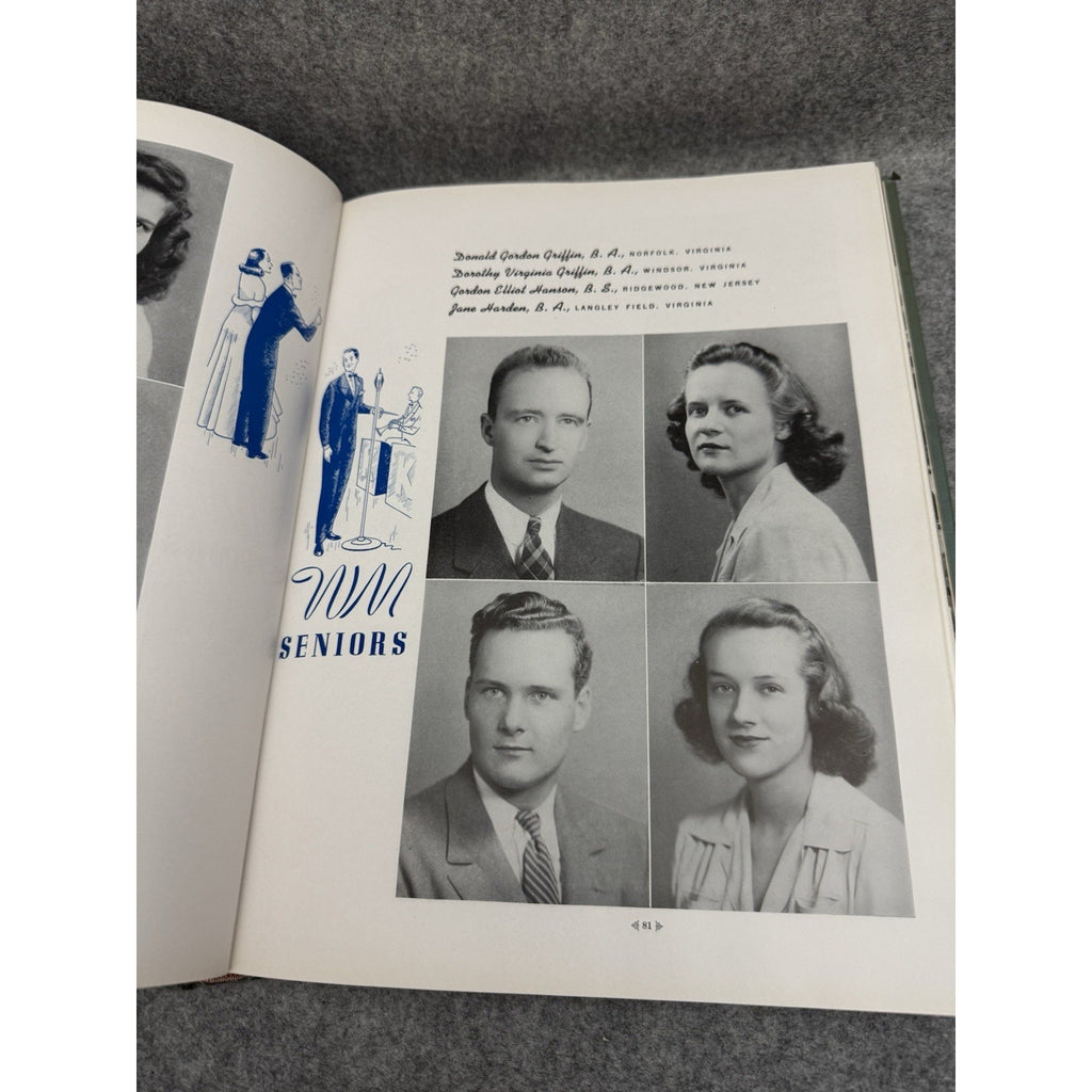 1942 Colonial Echo William & Mary Yearbook Williamsburg VA WWII Era HC
