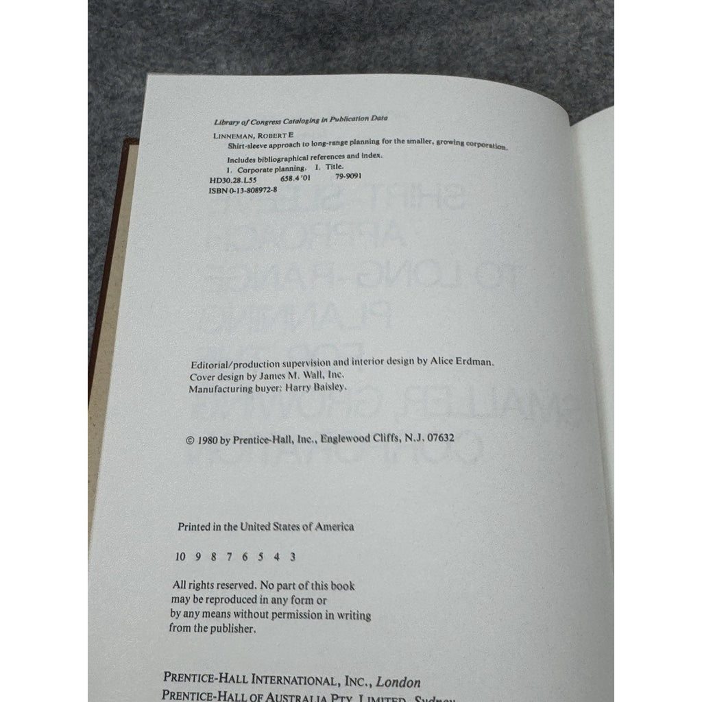 Shirt-Sleeve Approach to Long-Range Planning Linneman Business Hardcover