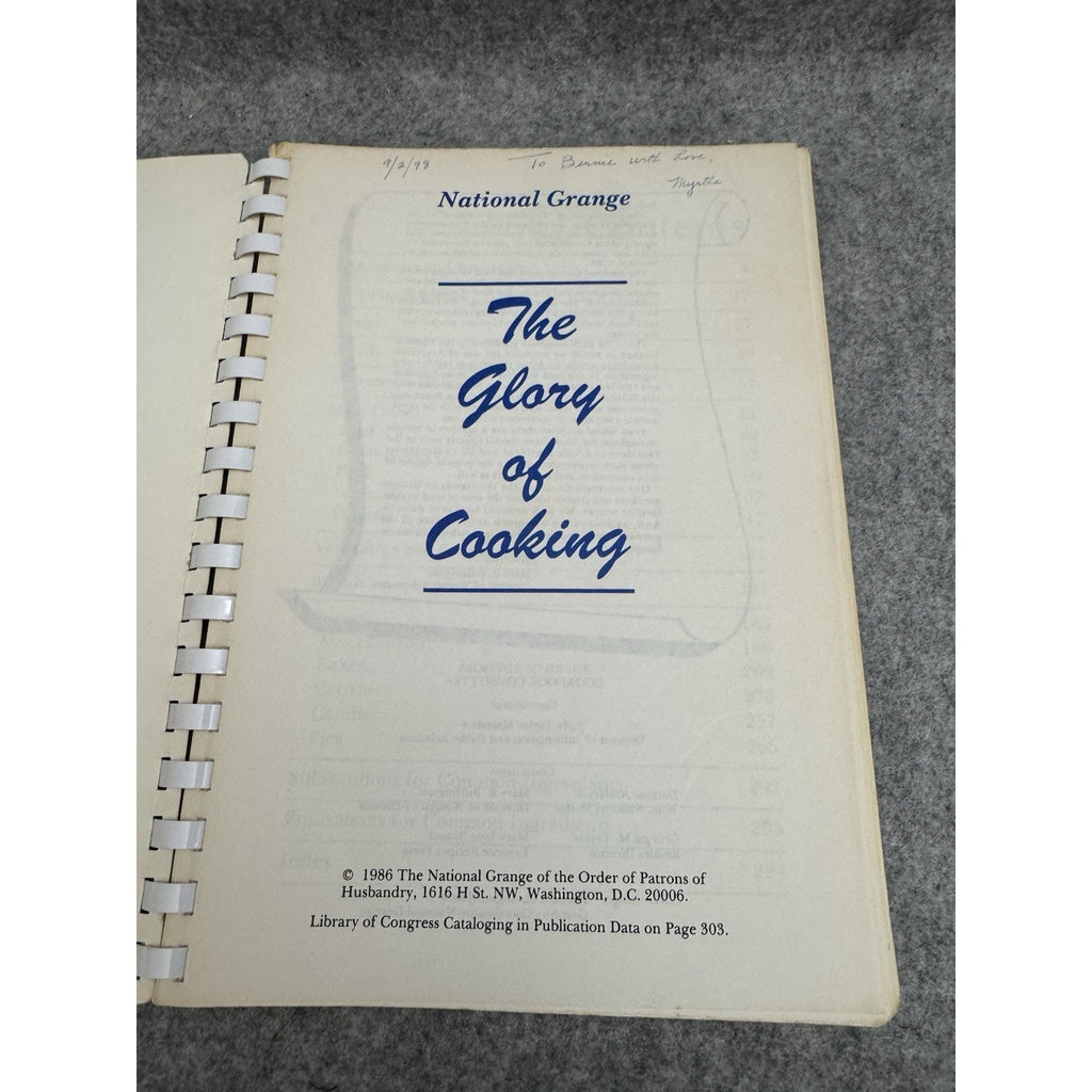 National Grange The Glory of Cooking Vol III 1986 Spiral Cookbook Recipes