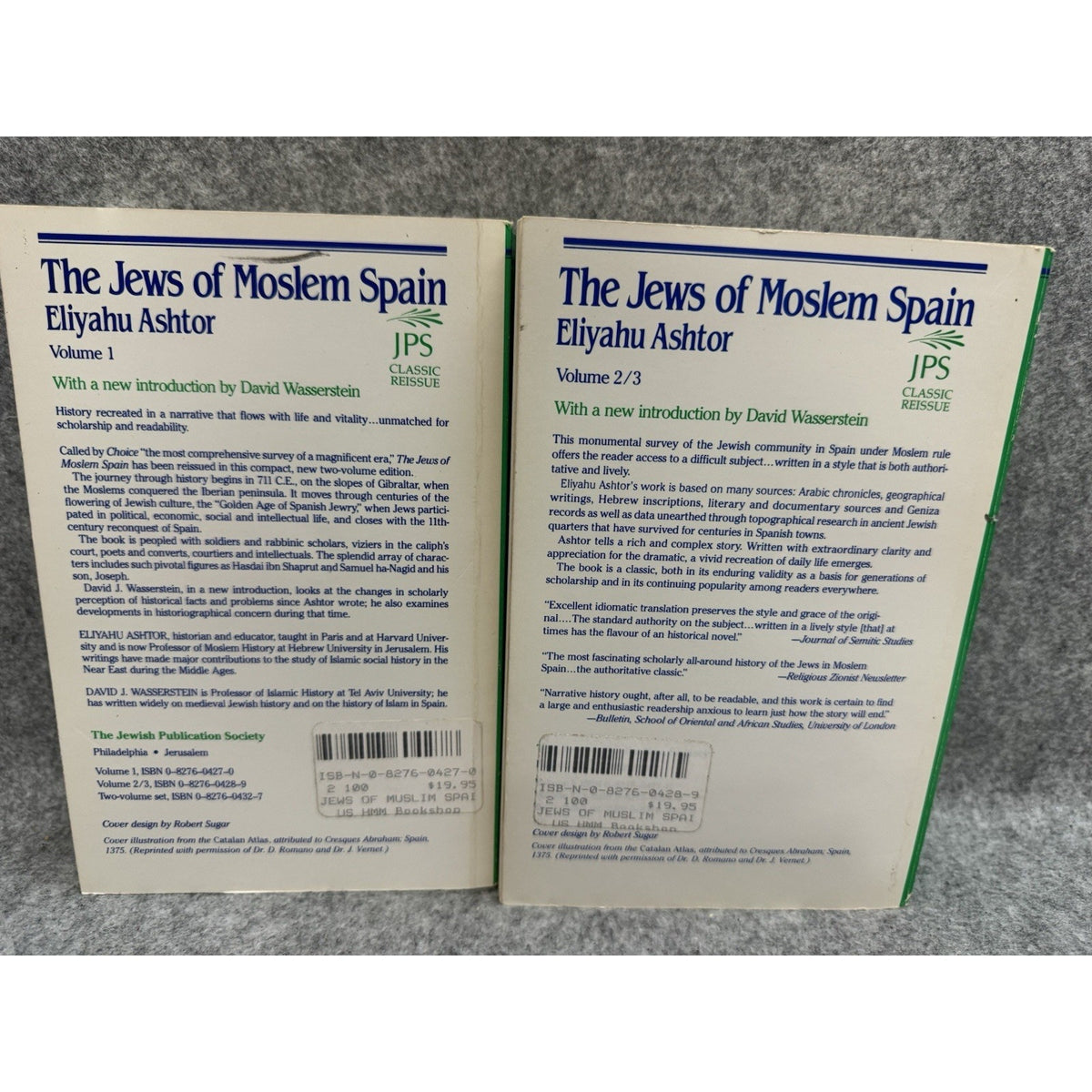 The Jews of Moslem Spain Vol 1 & 2/3 PB Set 1992 Eliyahu Ashtor JPS