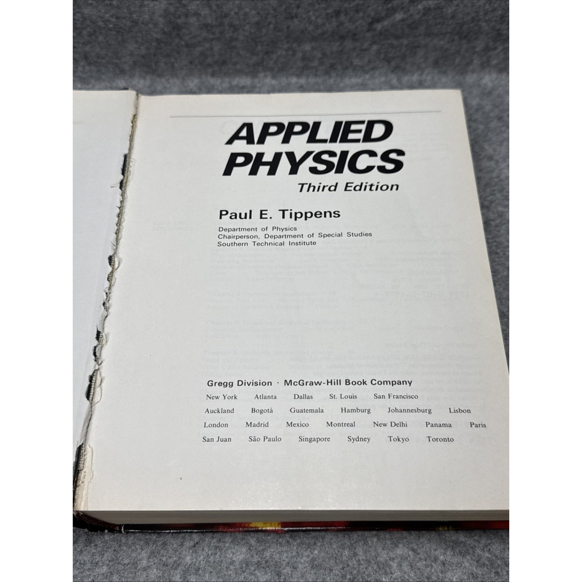 Applied Physics Third Edition by Tippens Hardcover English Science Textbook
