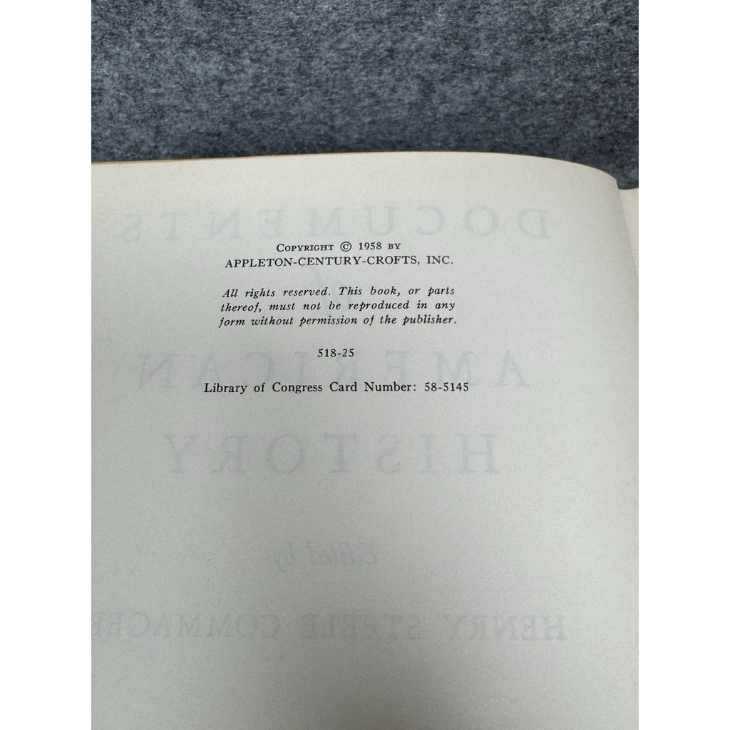 Documents of American History Commager 6th Ed 1958 Primary Sources Hardcover