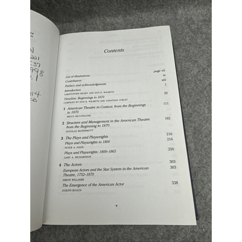 The Cambridge History of American Theatre Vol. 1 : Beginnings to