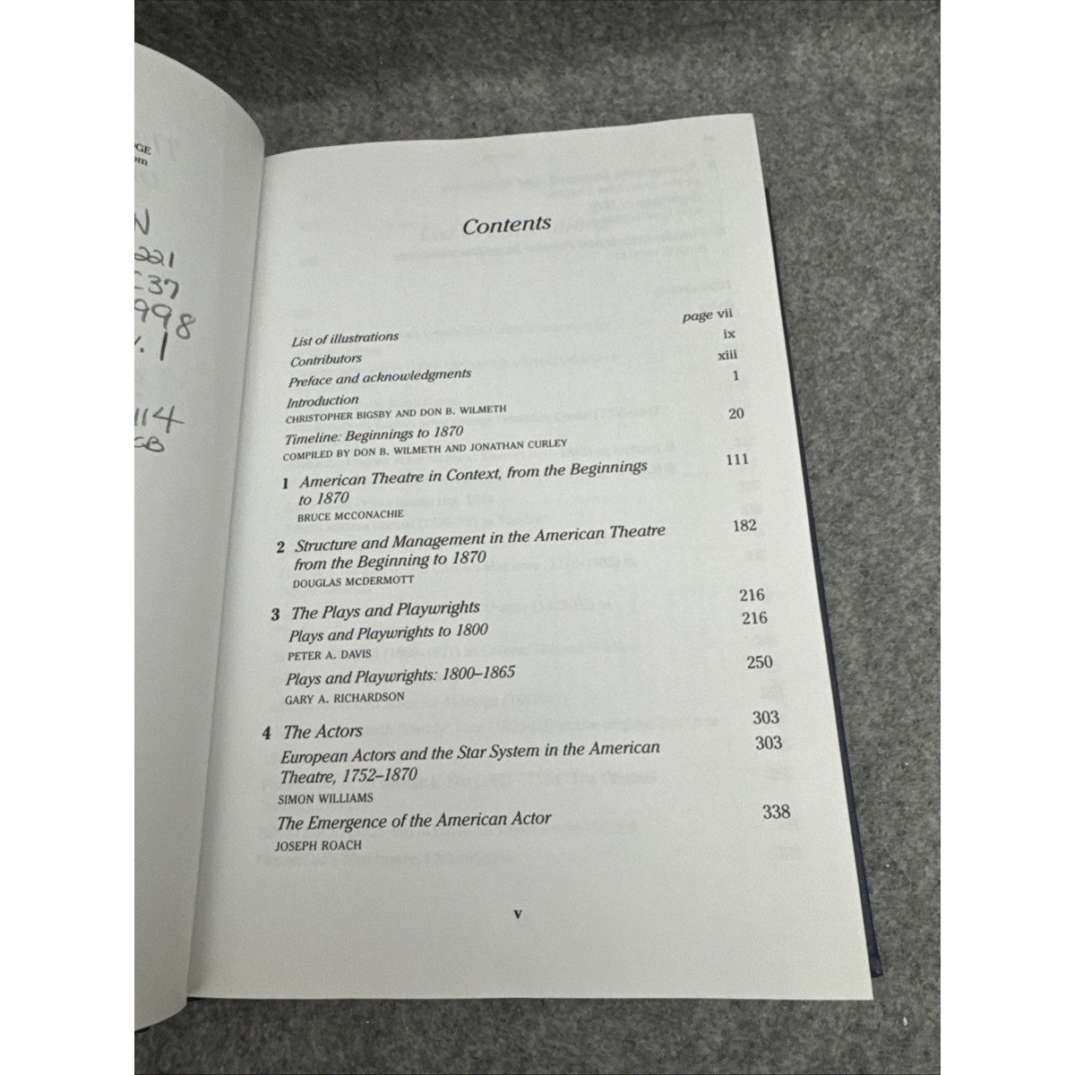 The Cambridge History of American Theatre Vol. 1 : Beginnings to