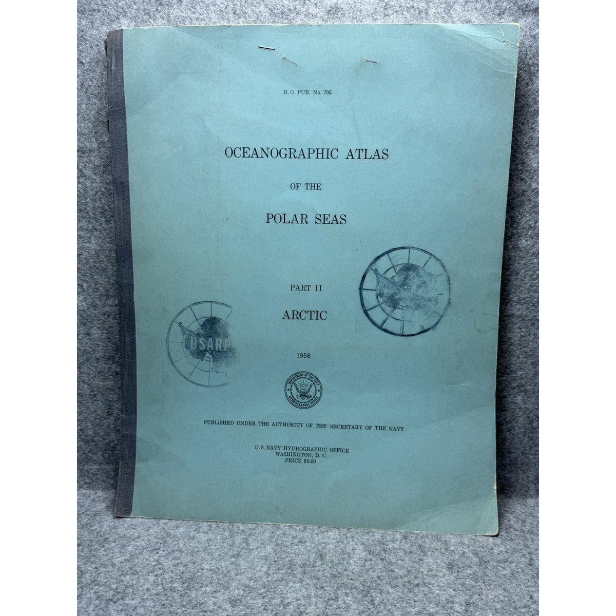 Scarce 1958 U.S. Navy Oceanographic Atlas Polar Seas Arctic Maps H.O. 705