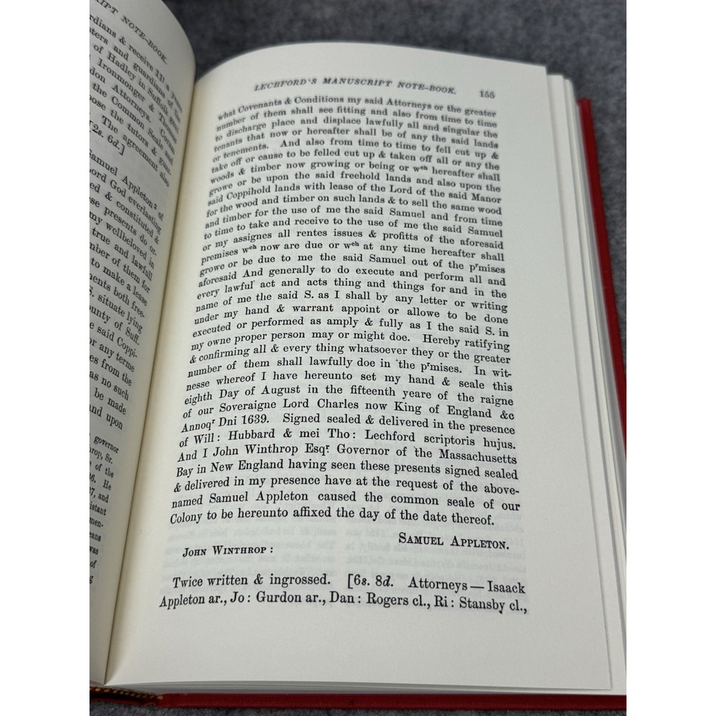 Thomas Lechford Note-Book 1638-1641 Colonial Boston Genealogy Picton 1988