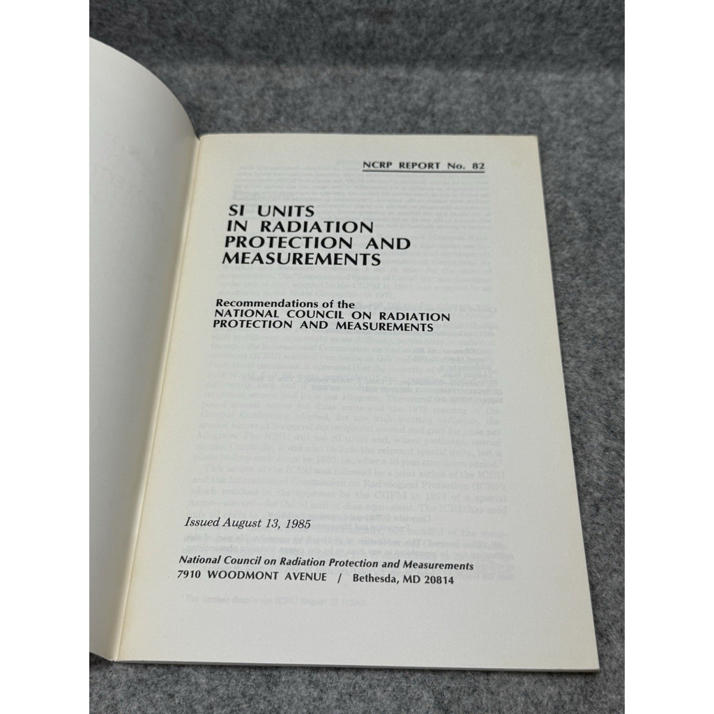 NCRP Report 82 SI Units Radiation Protection Measurements 1985 Nuclear