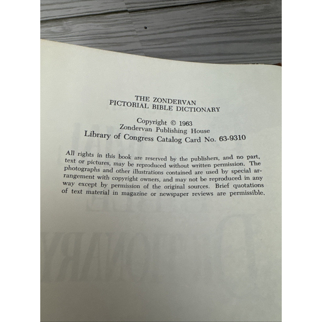 The Zondervan Pictorial Bible Dictionary Edited by Merrill Tenney 1963