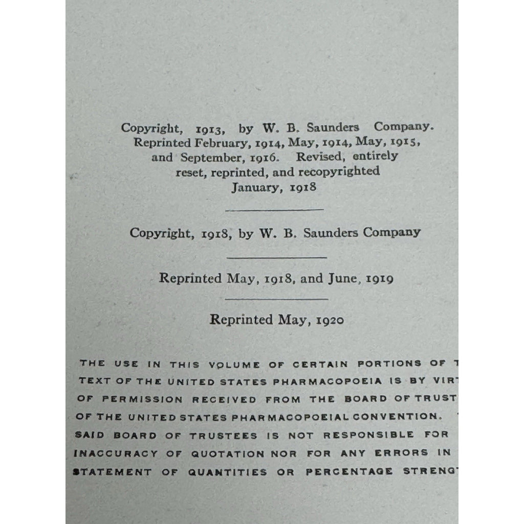 Antique 1920 Pharmacology Materia Medica Drugs Poisons Medicine Bastedo