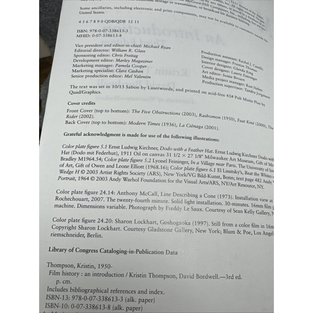 Film History: an Introduction by David Bordwell and Kristin Thompson (2009,...