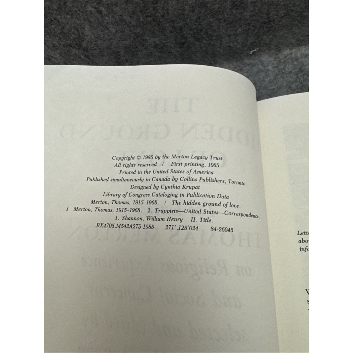 The Hidden Ground Of Love - Letters of Thomas Merton - 1985 HC First Printing