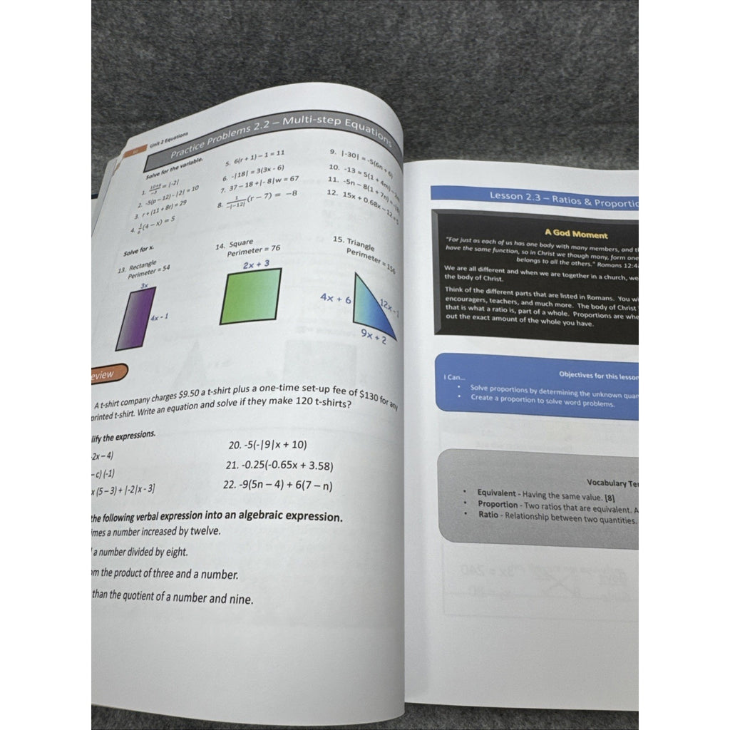 His Vessel: Algebra 1 Textbook Only, Mary C Carroll - Christian Homeschool Math
