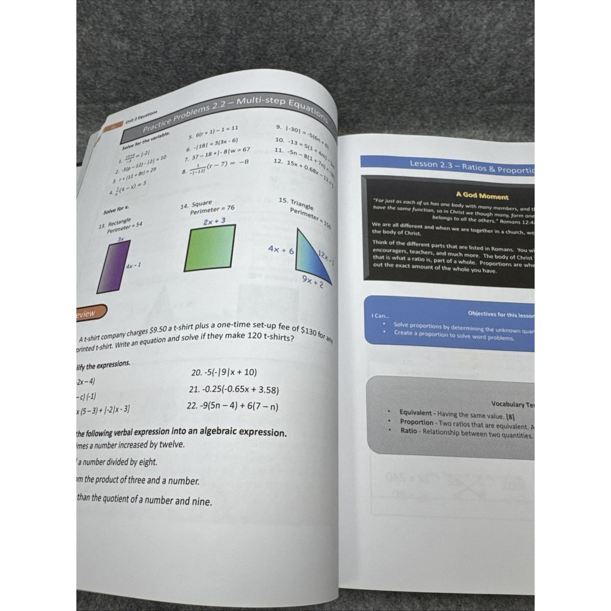 His Vessel: Algebra 1 Textbook Only, Mary C Carroll - Christian Homeschool Math