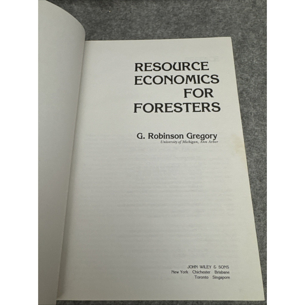 Resource Economics for Foresters by G. Robinson Gregory