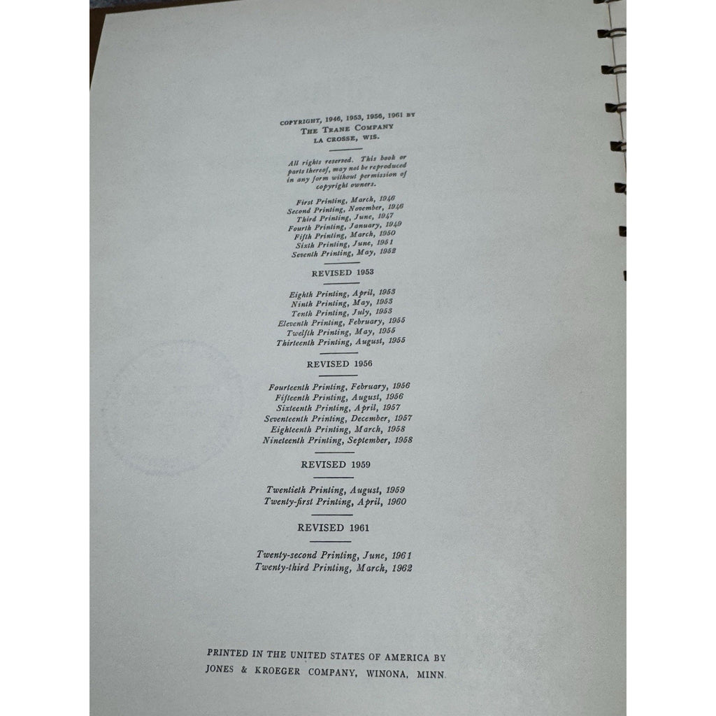 1962 Trane Reciprocating Refrigeration Manual HVAC Air Conditioning Vintage