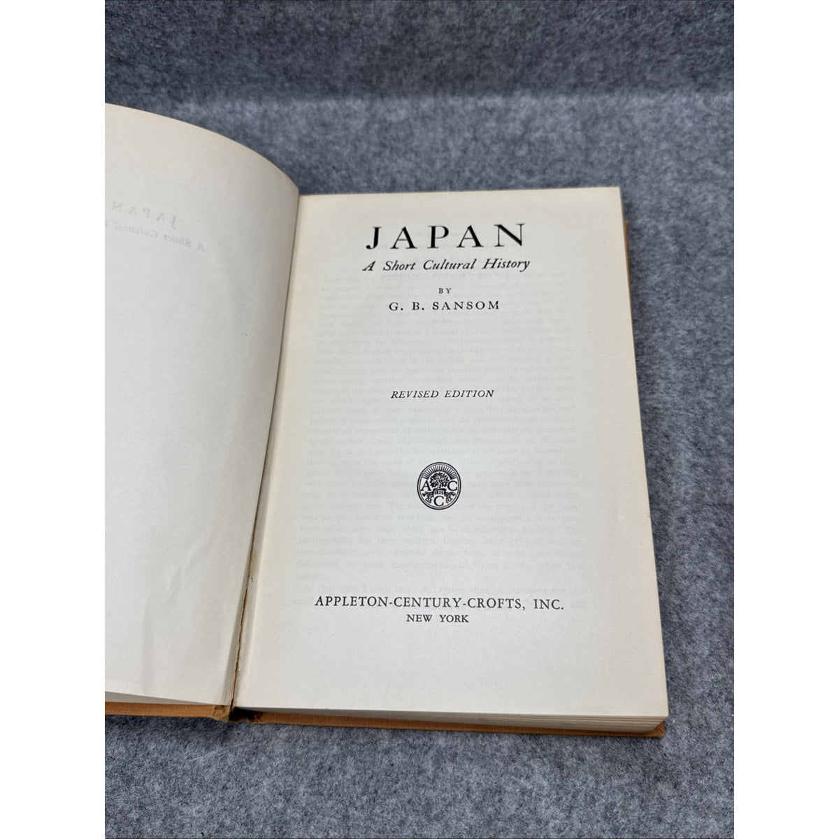 G B SANSOM / Japan A Short Cultural History 1st Edition 1943
