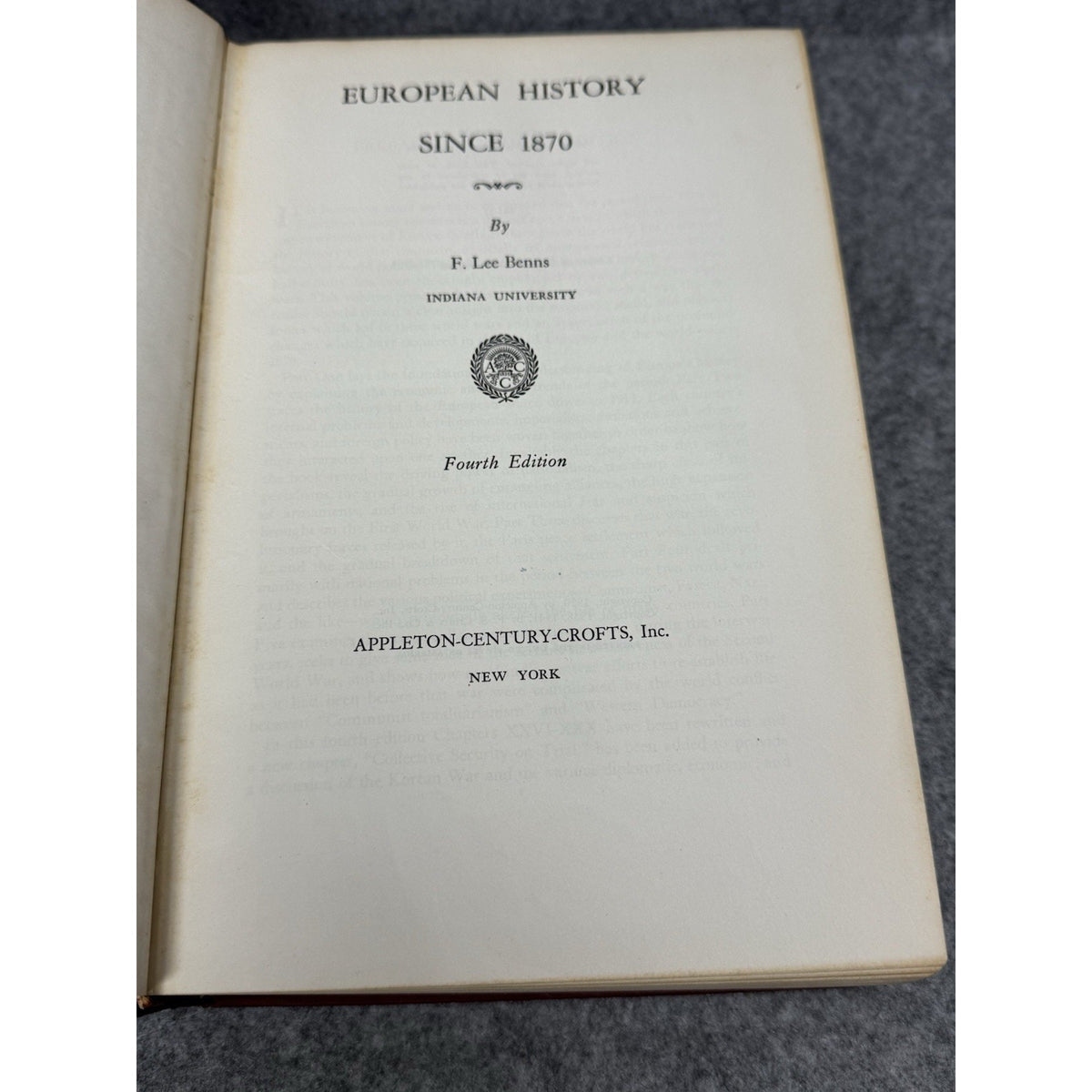 1950 European History Since 1870 F. Lee Benns 4th Edition Hardcover