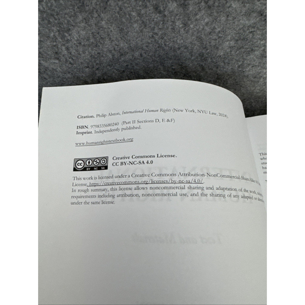 Alston: International Human Rights Part II: Sections D, E & F (Part 2) 2024