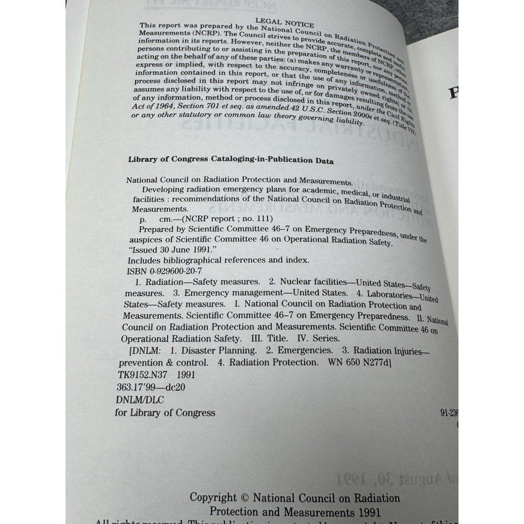 NCRP Report 111 Radiation Emergency Plans Medical Industrial Facilities