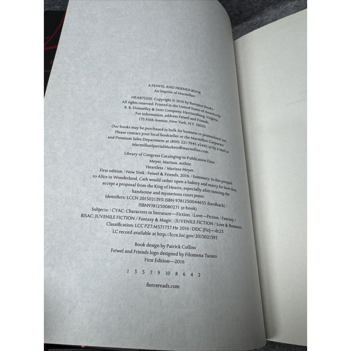 Heartless - Marissa Meyer (HC 2016) Stated First Edition 1st Printing YA Fantasy