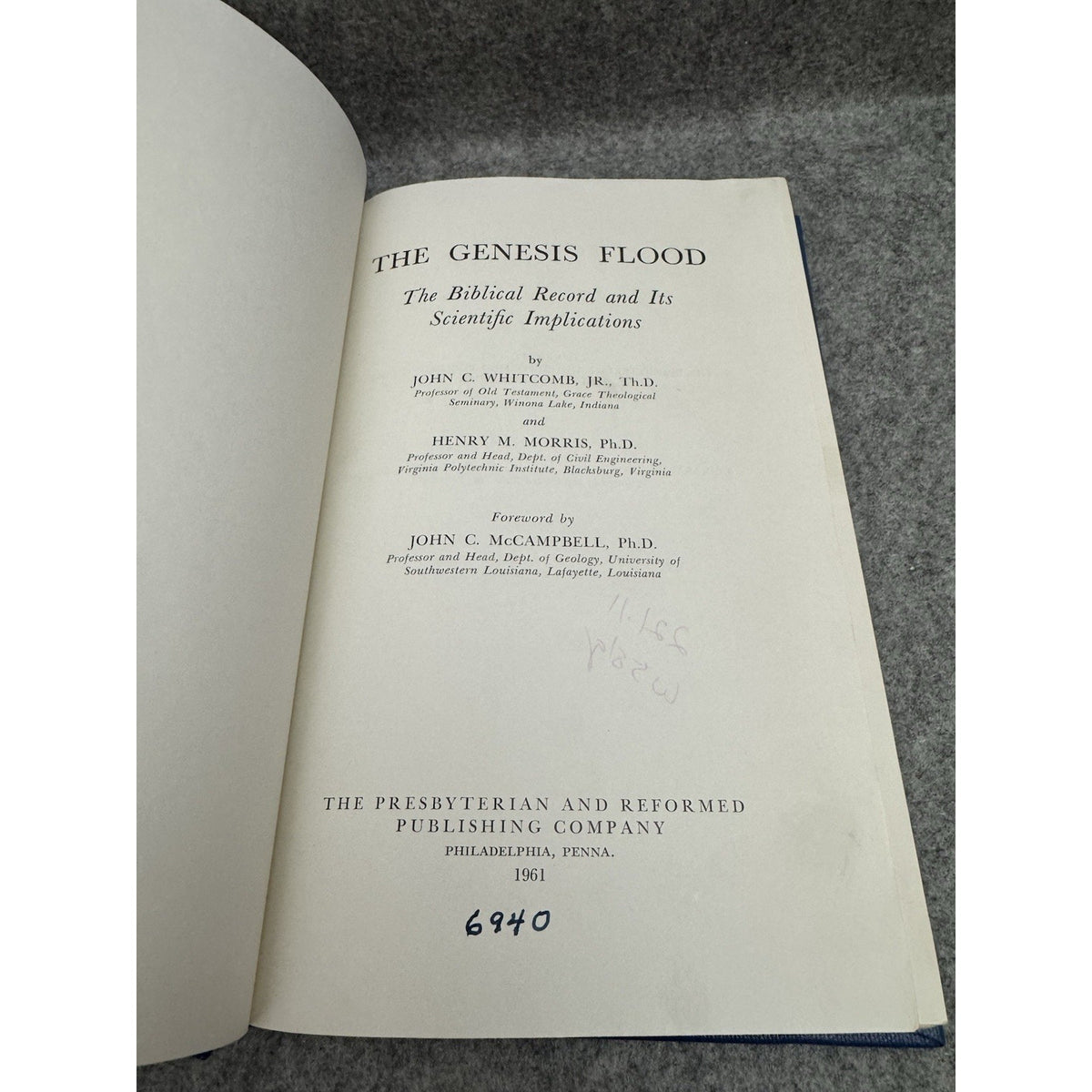 The Genesis Flood 1961 First Edition Whitcomb Morris HC Biblical Scientific