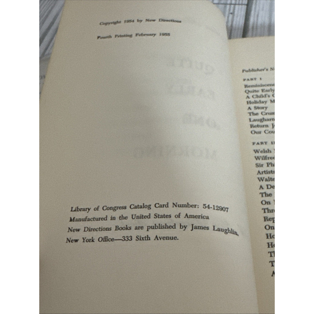 Quite Early One Morning ~ Dylan Thomas ~ 1954 Vintage Hardcover w/ Dust Jacket