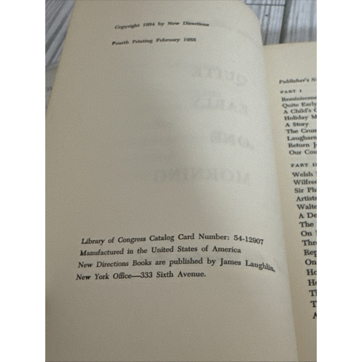Quite Early One Morning ~ Dylan Thomas ~ 1954 Vintage Hardcover w/ Dust Jacket