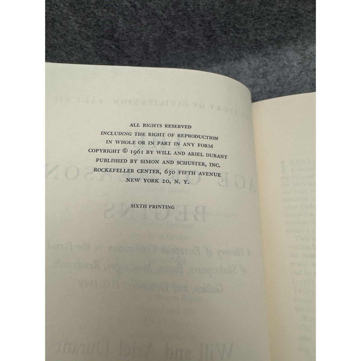 The Age of Reason Begins Will Durant Story of Civilization VII HC DJ 1961