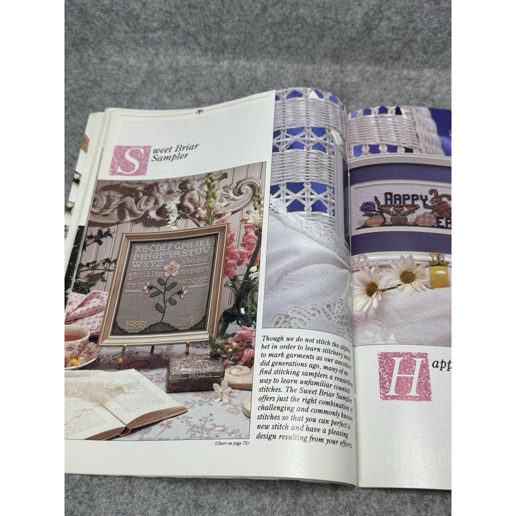 1990 Just Cross Stitch Magazine April Strawberries Flowers Easter Patterns