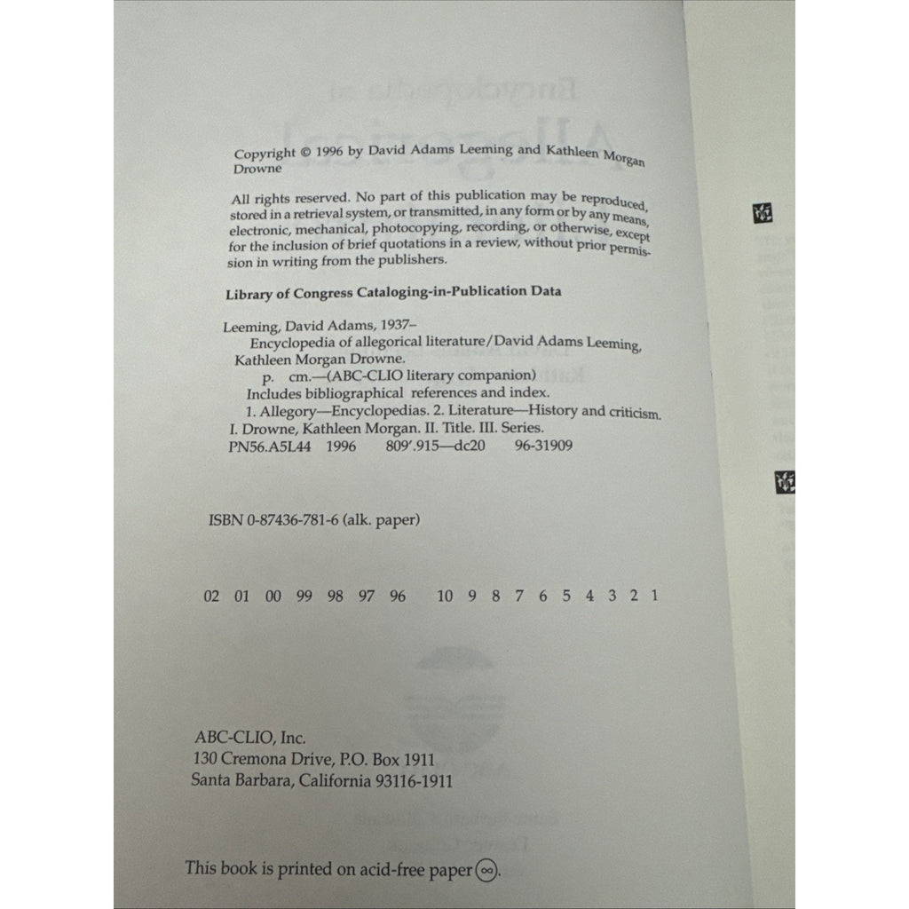 ABC-Clio Literary Companion Ser.: Encyclopedia of Allegorical Literature by...