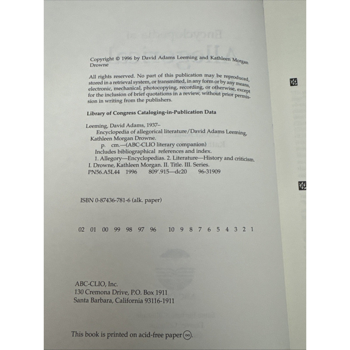 ABC-Clio Literary Companion Ser.: Encyclopedia of Allegorical Literature by...