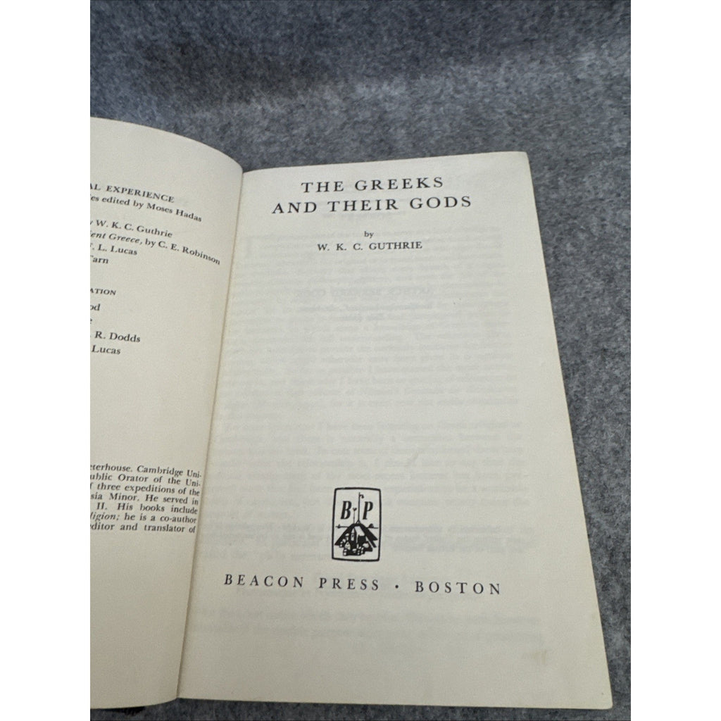 Greeks and Their Gods by William C. Guthrie 1961 Hardback
