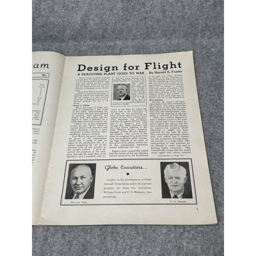 1942 Globe Beam First Issue WWII Globe Aircraft Magazine Swift GC-1 Fort Worth