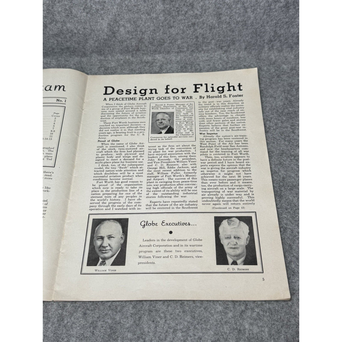 1942 Globe Beam First Issue WWII Globe Aircraft Magazine Swift GC-1 Fort Worth