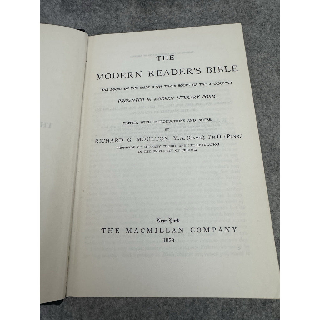 1959 The Modern Reader’s Bible Richard G. Moulton HC Macmillan Apocrypha