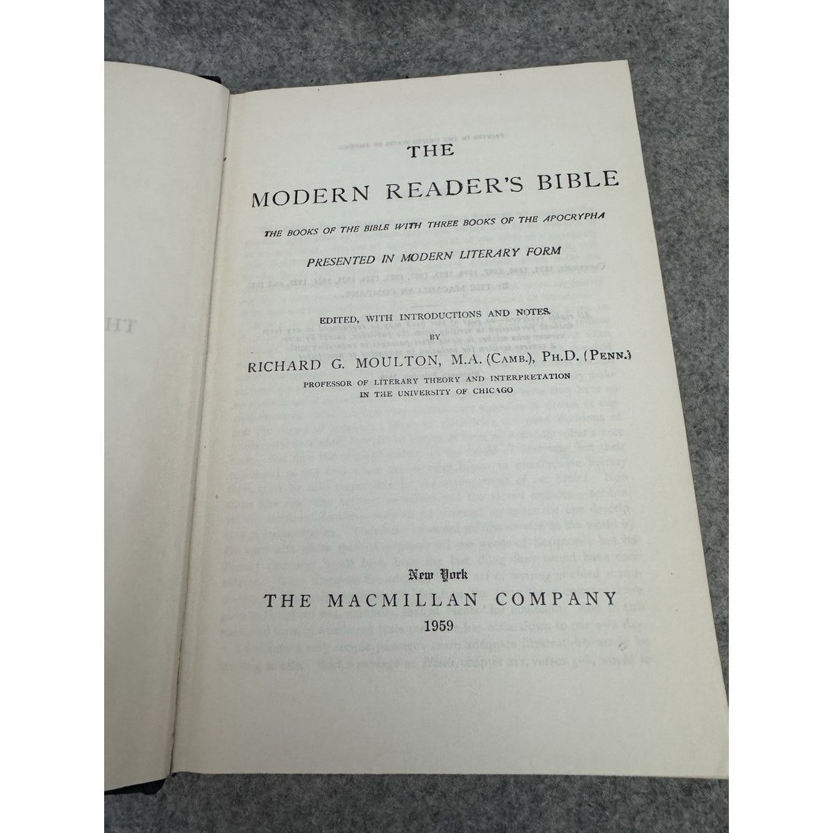 1959 The Modern Reader’s Bible Richard G. Moulton HC Macmillan Apocrypha