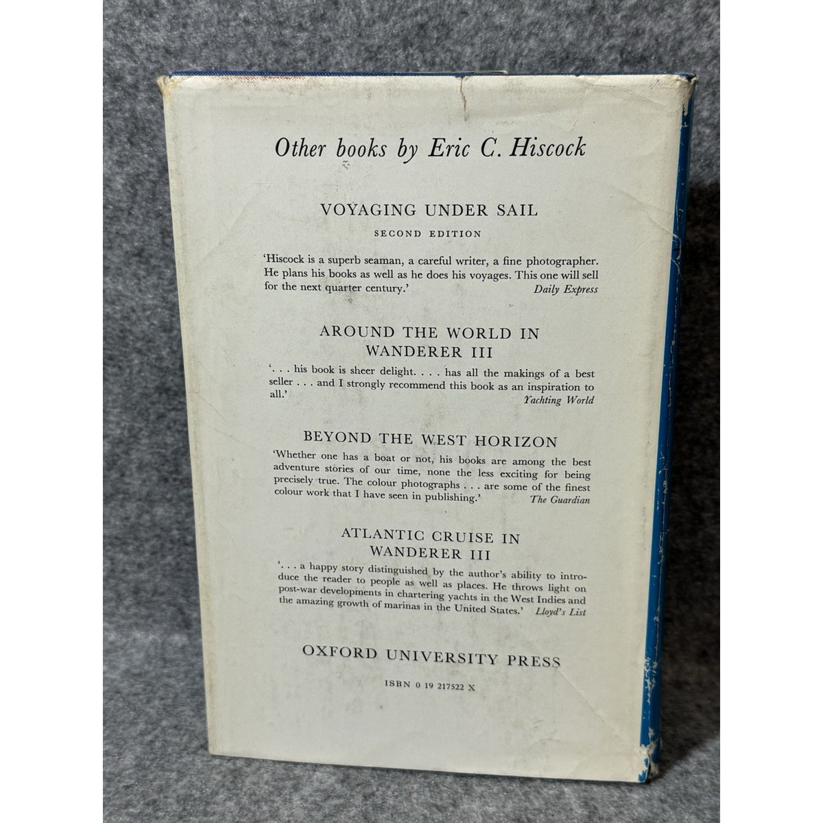 Cruising Under Sail 2nd Ed Eric C Hiscock 1971 HC DJ Oxford Sailing