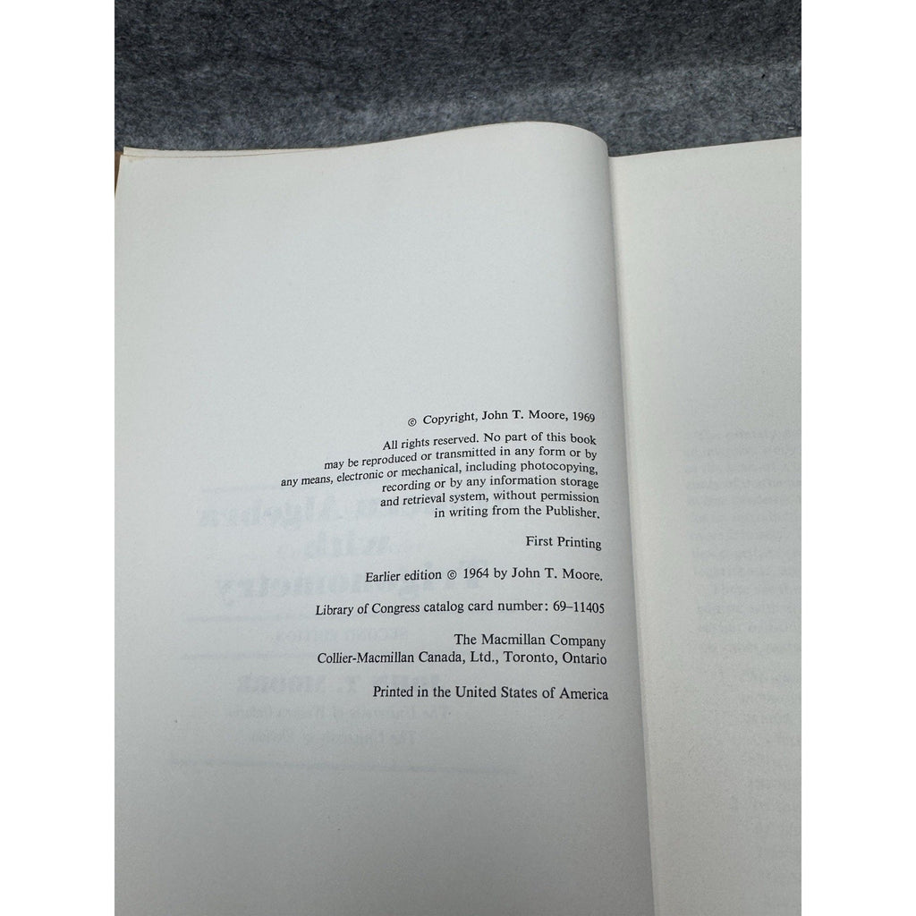 1969 Modern Algebra with Trigonometry John T Moore 2nd Ed First Printing