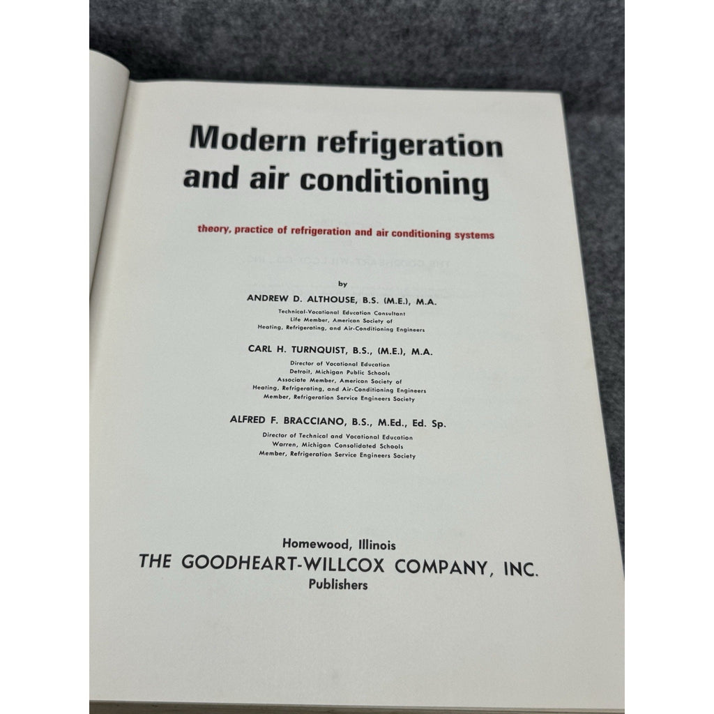 1968 Modern Refrigeration Air Conditioning HVAC Althouse US Army Hardcover