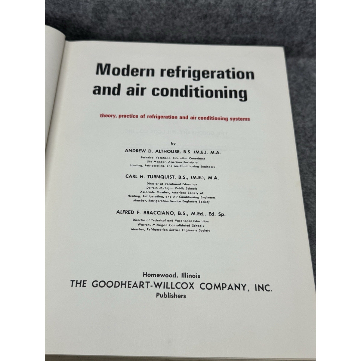 1968 Modern Refrigeration Air Conditioning HVAC Althouse US Army Hardcover