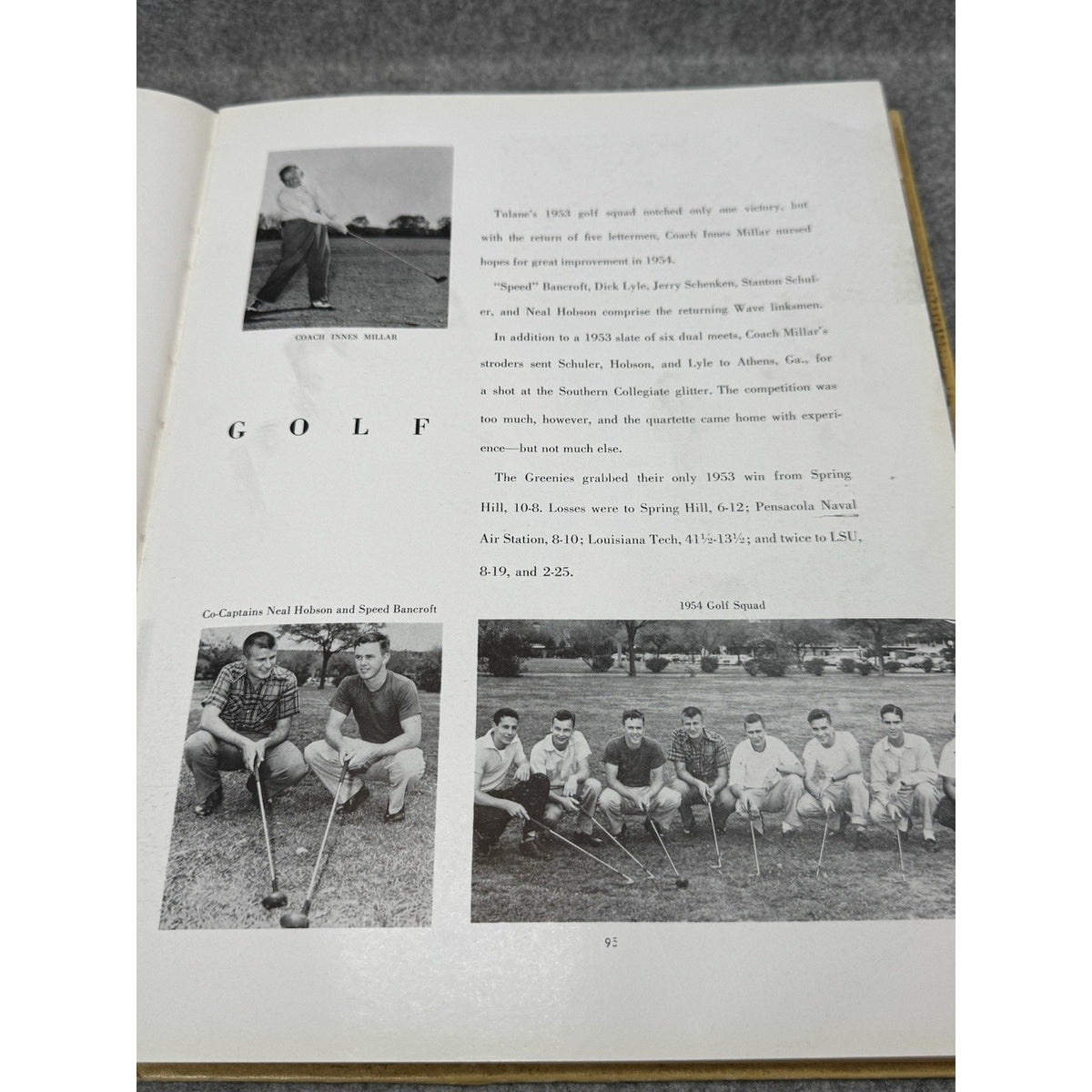 1954 Tulane University Jambalaya Yearbook New Orleans LA Football Golf