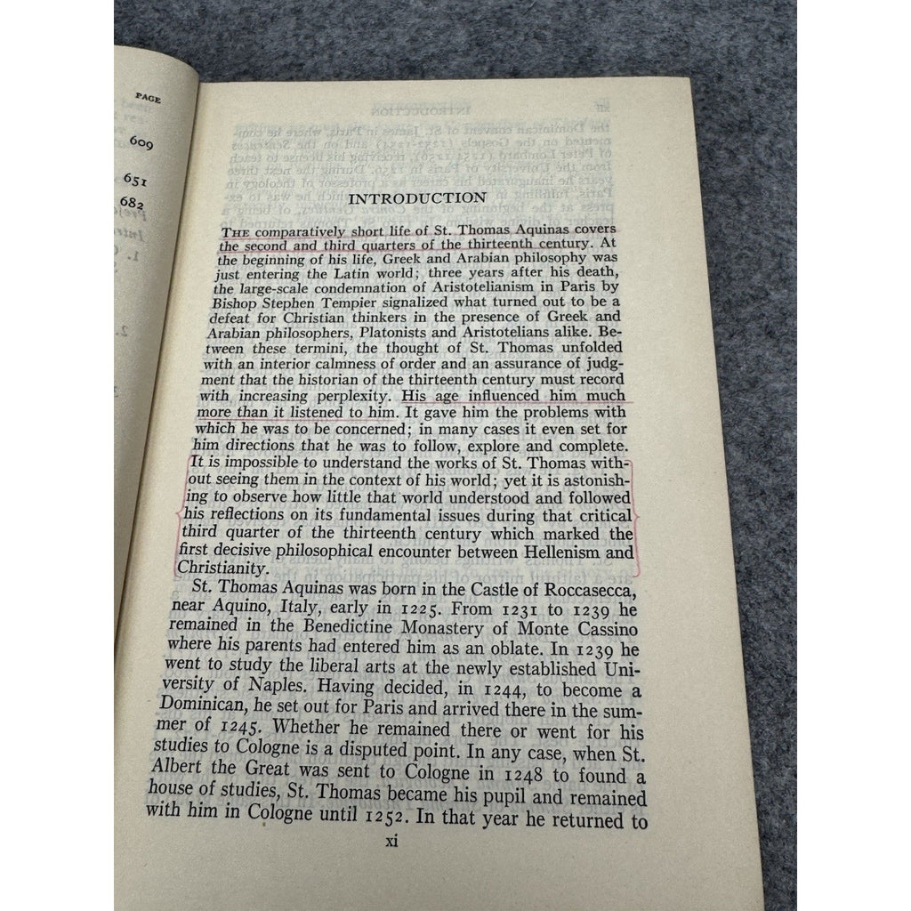 1948 Introduction to St Thomas Aquinas Anton Pegis First Modern Library Edition