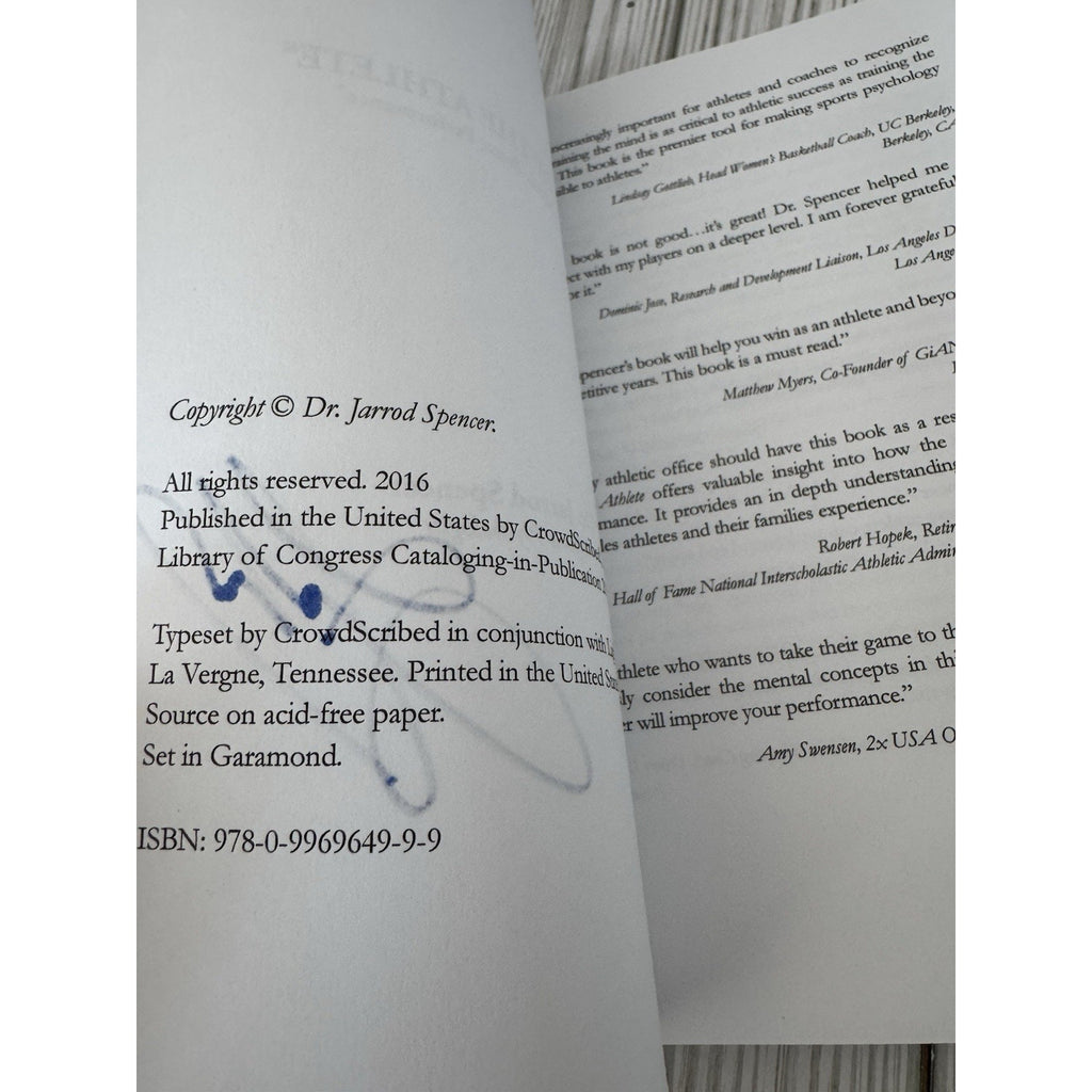 Mind of the Athlete PB Signed Jarrod Spencer Sports Psychology