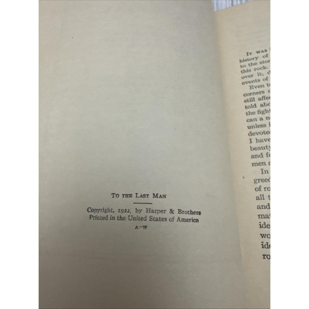 To The Last Man 1922 By Zayn Gray Dust Cover Hard Back Grossett And Dunlap