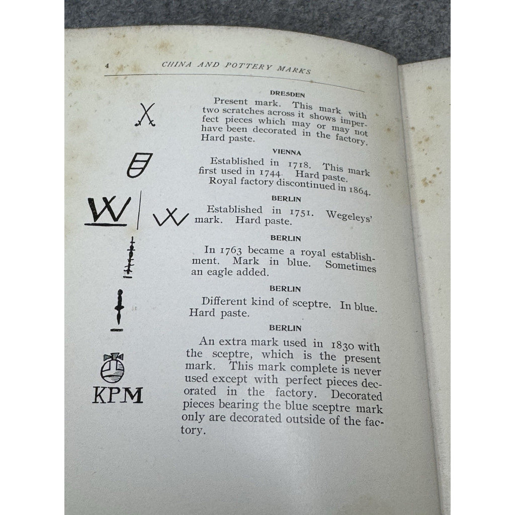 1920 China and Pottery Marks Gilman Collamore Hardcover Porcelain Reference