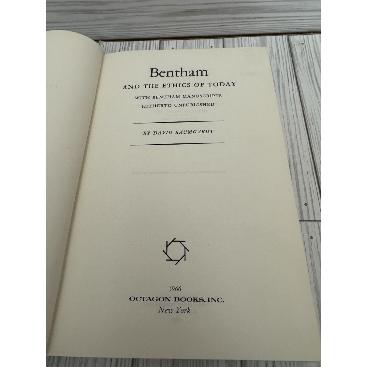 Bentham and the Ethics of Today David Baumgardt 1966 HC Octagon Books